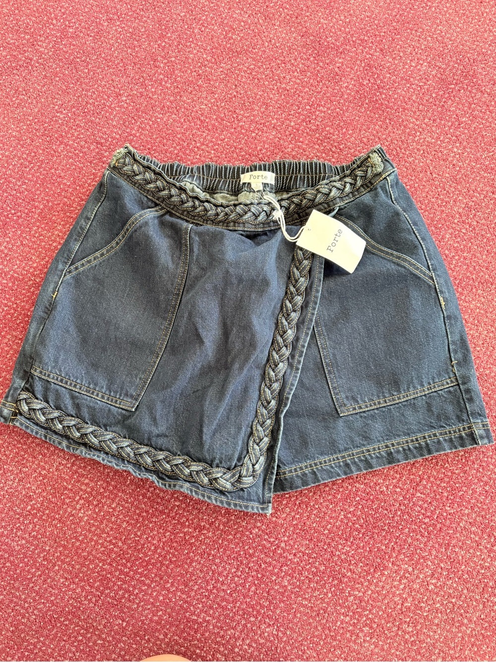 Forte Navy Braided Denim Skort